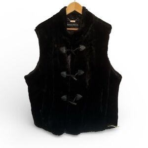 Pamela McCoy Black Faux Fur Coat Vest - Size 3XL